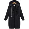 Plus Size Casual Thicken Hooded Women Zip Up Long Sweater