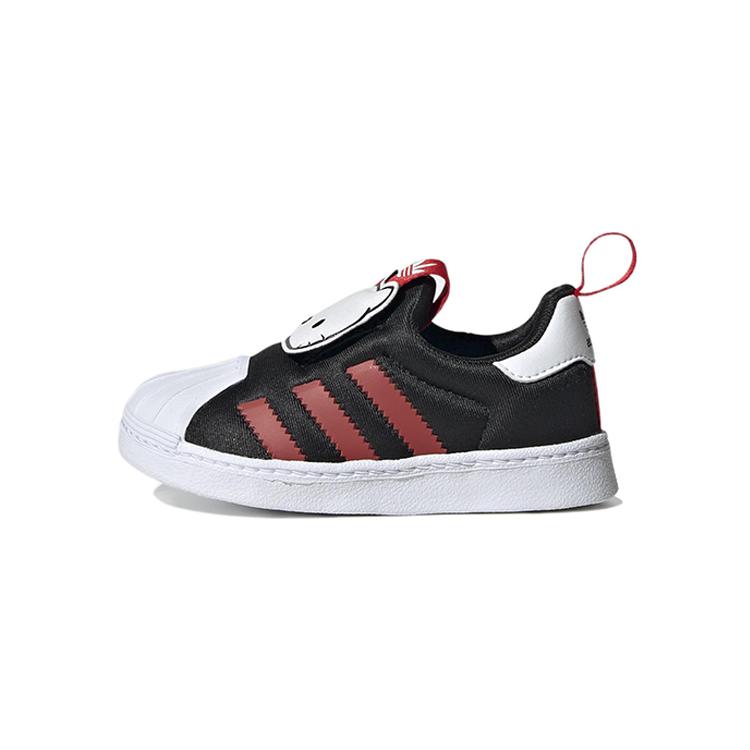 Hello Kitty x Adidas Originals SUPERSTAR 360 Abrasion Resistant Low top Baby & Toddler Shoes Black White Red HQ4091