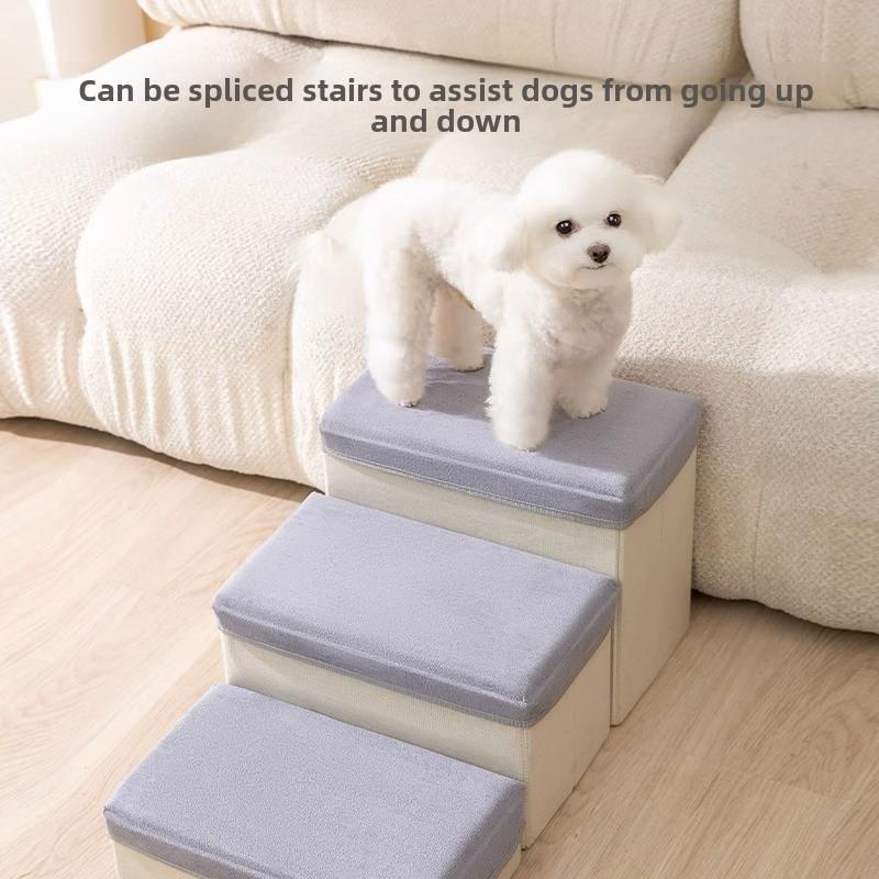 Korean Version of Fresh Pet Folding Can Store Three Stairs Dog Non-slip on Sofa Ladder Climbing Bed Step Supplies