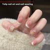 30Pcs Wearable Fake Nail Tips Nail Art for Nail Salon Customers Tulip Flowers Cat's Eye Press-On False Nails
