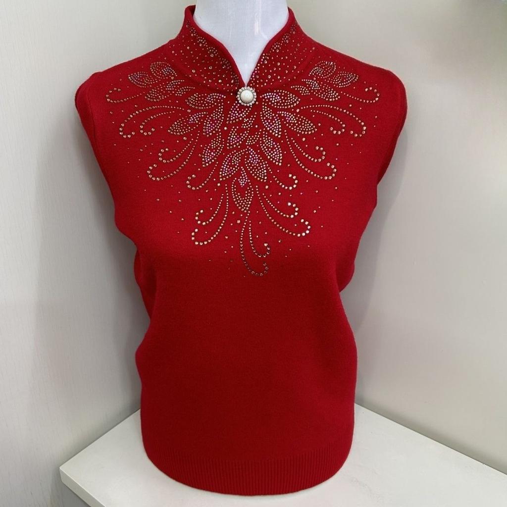 Winter Damen Fleece Pullover Dick Grobstrick Pullover Halber Rollkragen Strass Beflockt Übergröße Pullover