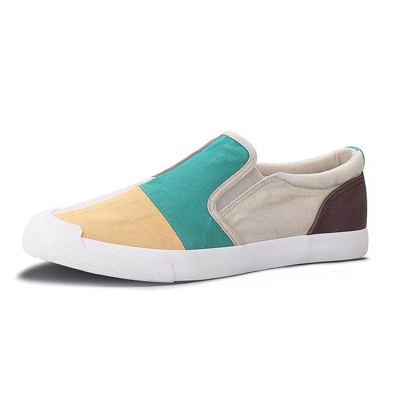 Spring Men's New Canvas Shoes Color Blocking Versatile Korean Style Trendy Low-top Foot Lazy Shoes Casual Shoes Men