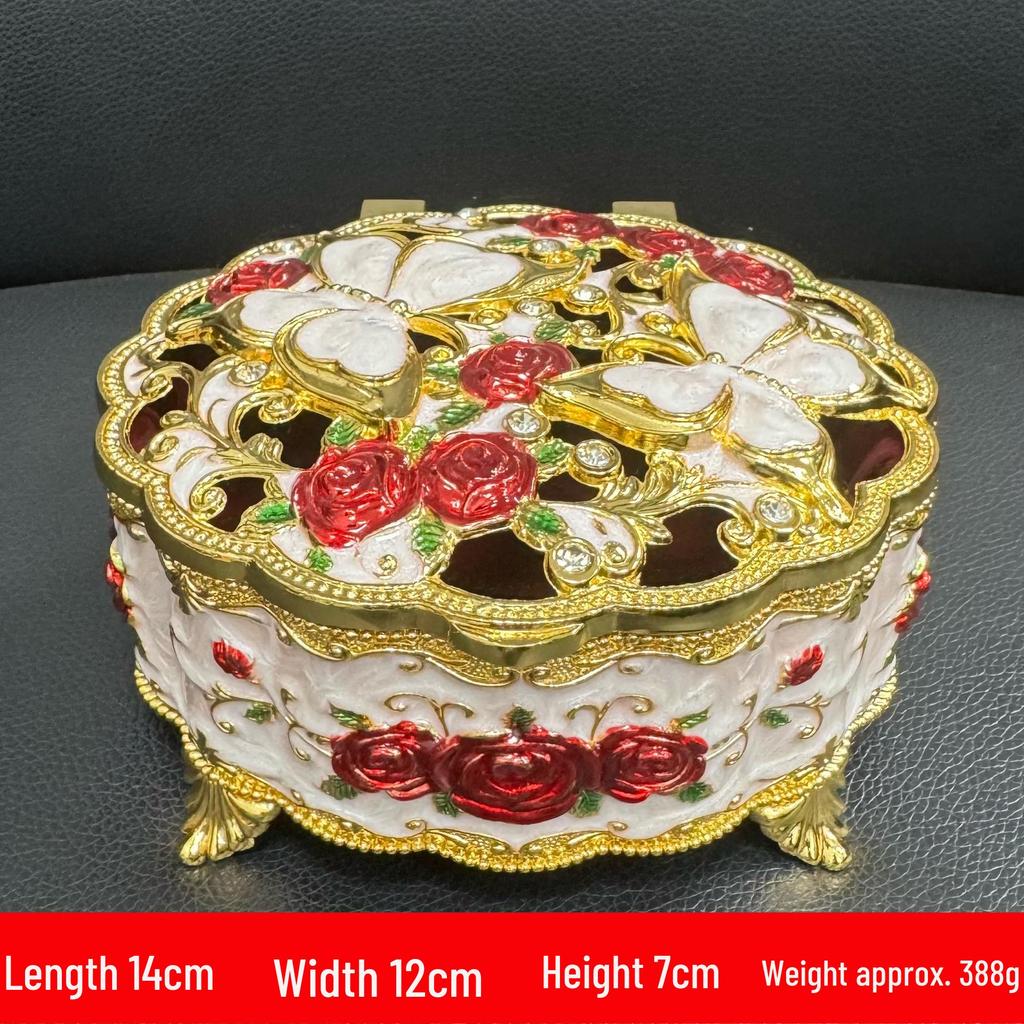 European Retro Luxury Princess Enamel Jewelry Box - Exquisite Metal Necklace Storage Box