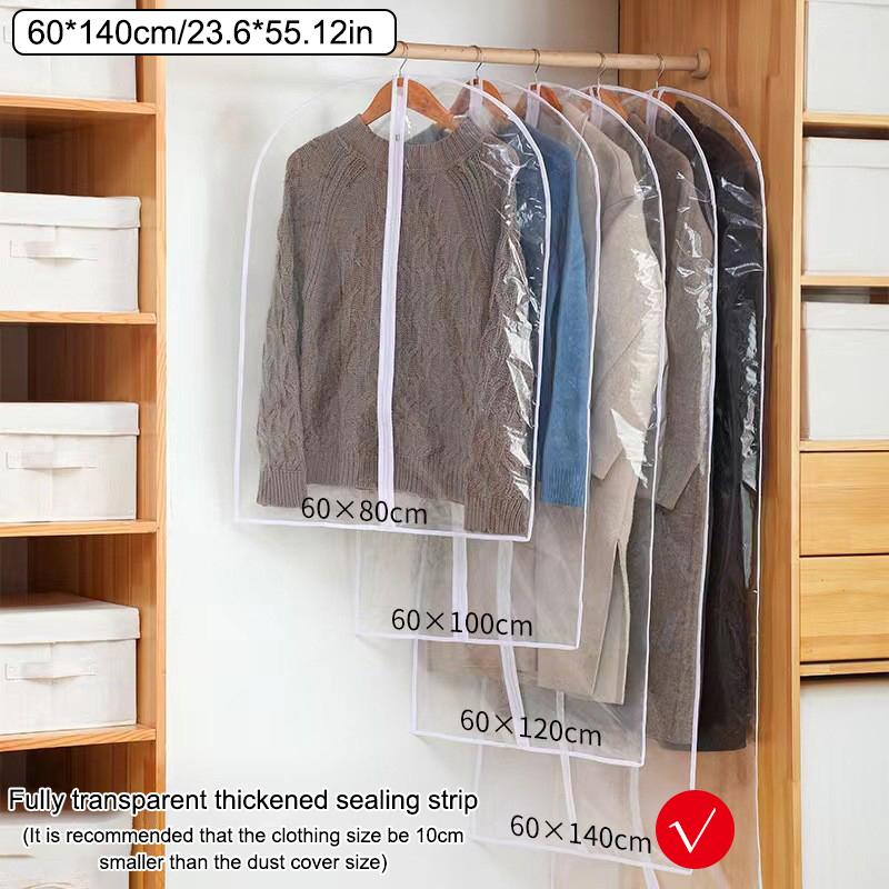 1Pcs Clothes Dust Cover White/Black Fully Enclosed Washable Dust Bag Peva Household Dust Cover With Zipper Coat Suit Cover