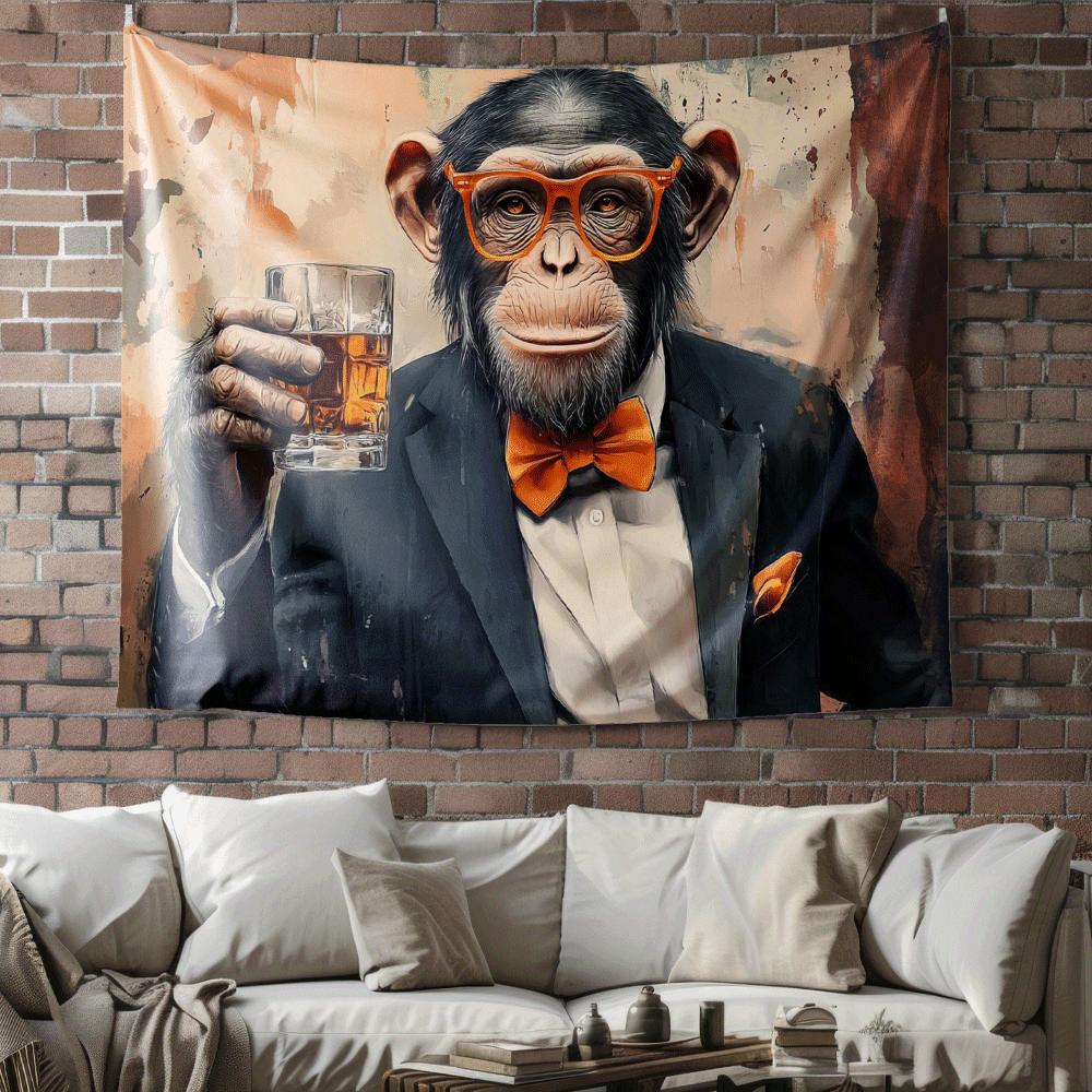 

Graceful suit monkey Digital printing polyester wall tapestry suitable for use in living rooms bedrooms offices bars and party 74x94cm(29x37in)