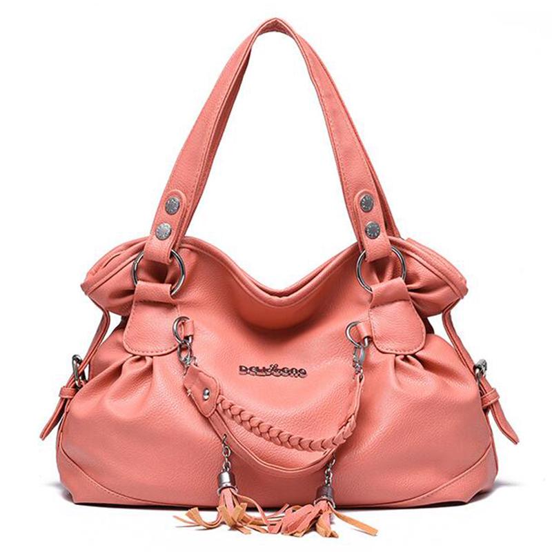 Yogodlns Women PU Leather Tassel Handbags Shoulder Bag Big Tote Purse New Fashion Messenger Bags