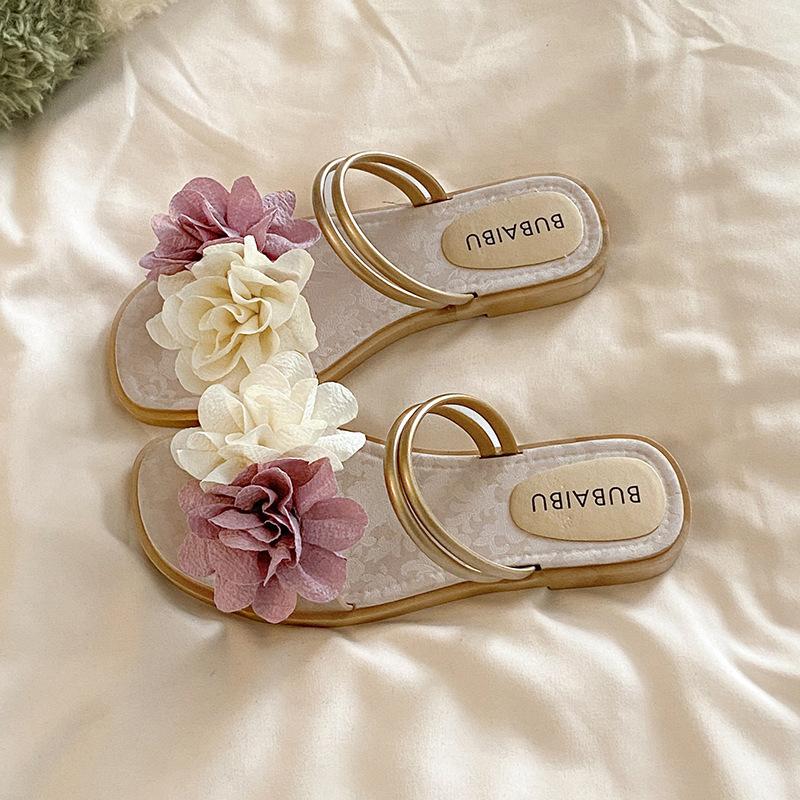 

Fashion Chic Flower - Decor Double - Strap Slides | Romantic & Sweet, Perfect for Summer Daily & Vacation Looks 36-37 шампанского