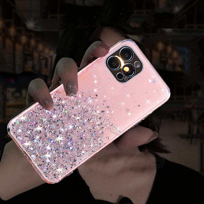Case For iPhone 12 11 Pro SE 12Mini Glitter Bling Soft Silicone Phone Cases For iPhone 8 7 6 6S Plus X XR XS Max Clear Sequins TPU Back Cover Coque