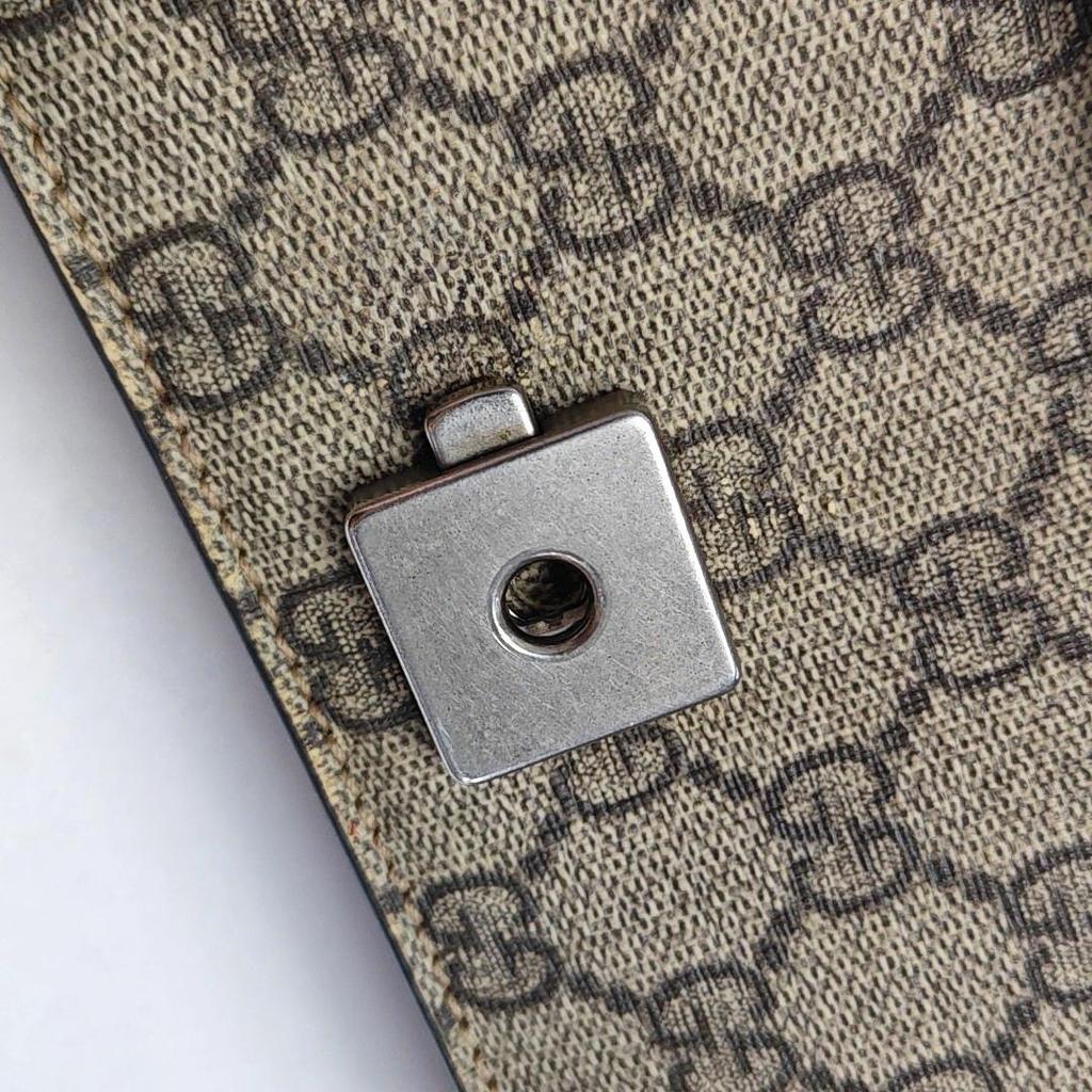 [Pre-Owned] Dionysus Chain Tiger Head Buckle Logo Canvas And Leather Shoulder Bag Small - Very Good #1KT5S38