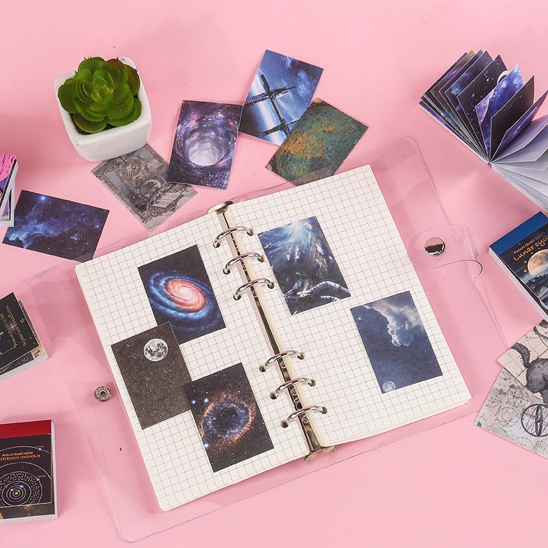 50Pcs Set Dreamy Starry Sky Sticker Book Holographic Cover Design Waterproof PET Material