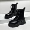 Fashion Autumn Winter Platform Leather Pearl Chain Women's Motorcycle Boots Designer Soft-soled Ladies Shoes Fashion Ankle Boots Female