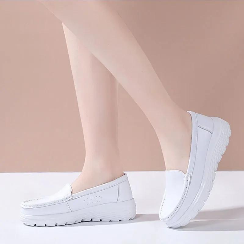 2025 Hospital White Female Nurse Shoes Air Cushion Sole Comfortable Wedge Soft Fashion Work Shoes Chaussure Femme Zapatillas