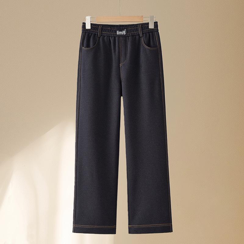 

2025 New Style Velvet-Lined Winter Jeans for Middle-Aged & Elderly Women - High-Waisted, Slimming, Straight & Wide Leg. XL (95-105 lbs)