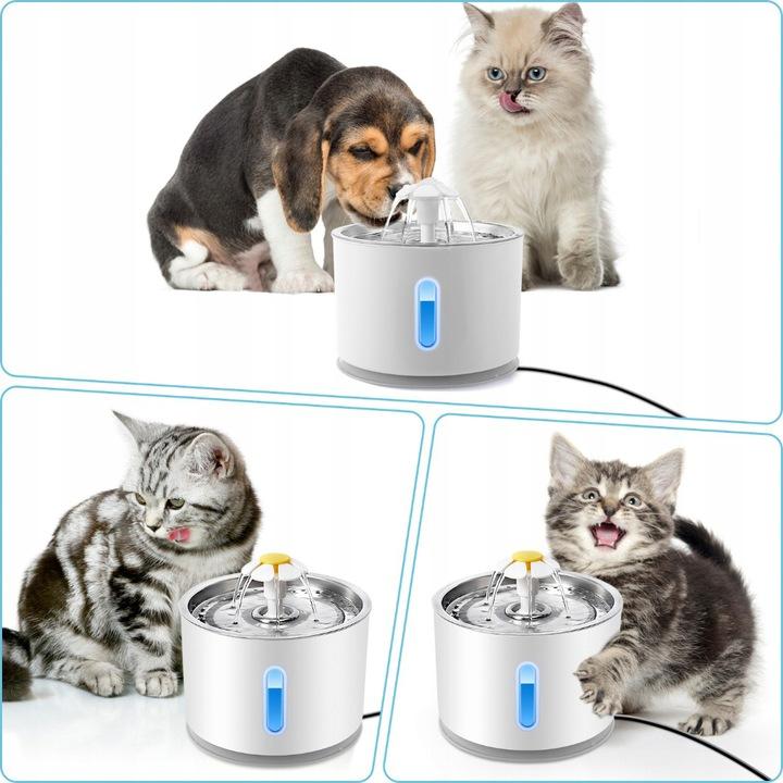 Fountain Drink For Cat Dog Bowl Automatic Drinker Led Silent + Filter