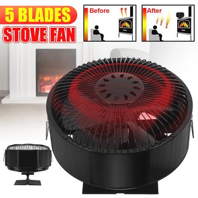 Green 5 Blades Heat Powered Stove Fan Log Wood Burner Quiet Free-standing Home Fireplace Fan Efficient Heat Distribution New