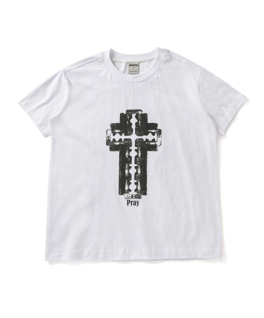 AMOU Razor Cross Half T-Shirts White