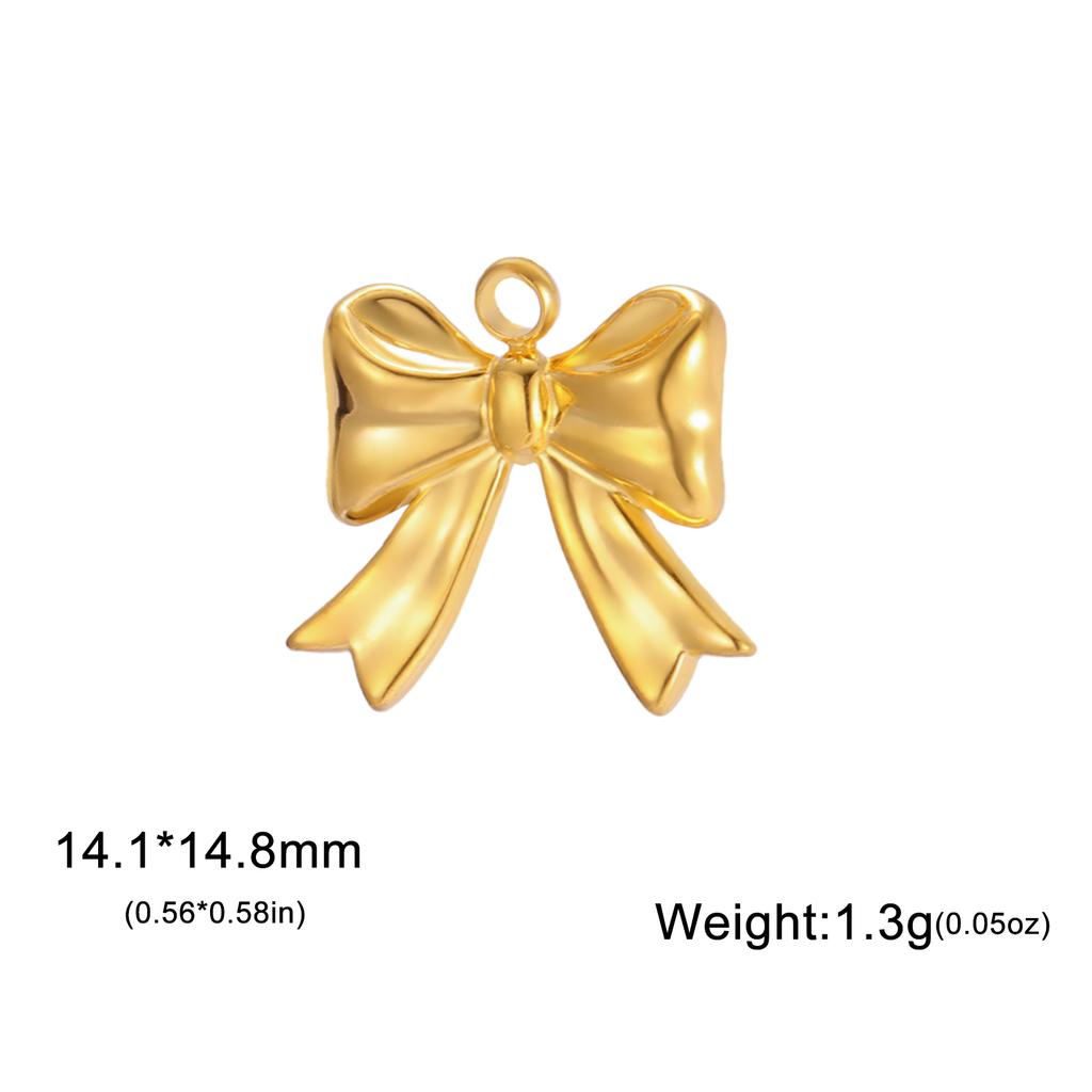 Teamer 3pcs Classic Bowknot Charms for Jewelry Necklace Earrings Making DIY Stainless Steel Gold Color Pendant Wholesale No Rust