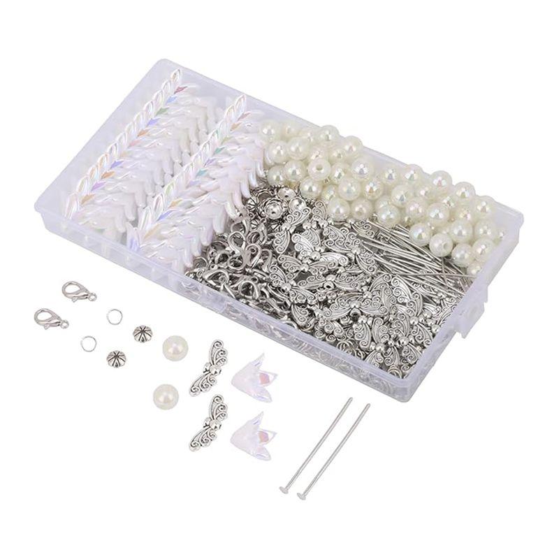 M-Moderno-50 Conjuntos Kit DIY Pingente Anjo da Guarda, Faça Seu Próprio Pingente de Anjo com Pérolas, Chaveiro, Pingente para Artesanato de Casamento DIY