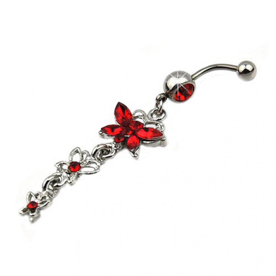 

Подвеска Три Бабочки Кнопка Штанга Штанга Пирсинг Пупка Украшения для Пирсинга Тела AVE красный
