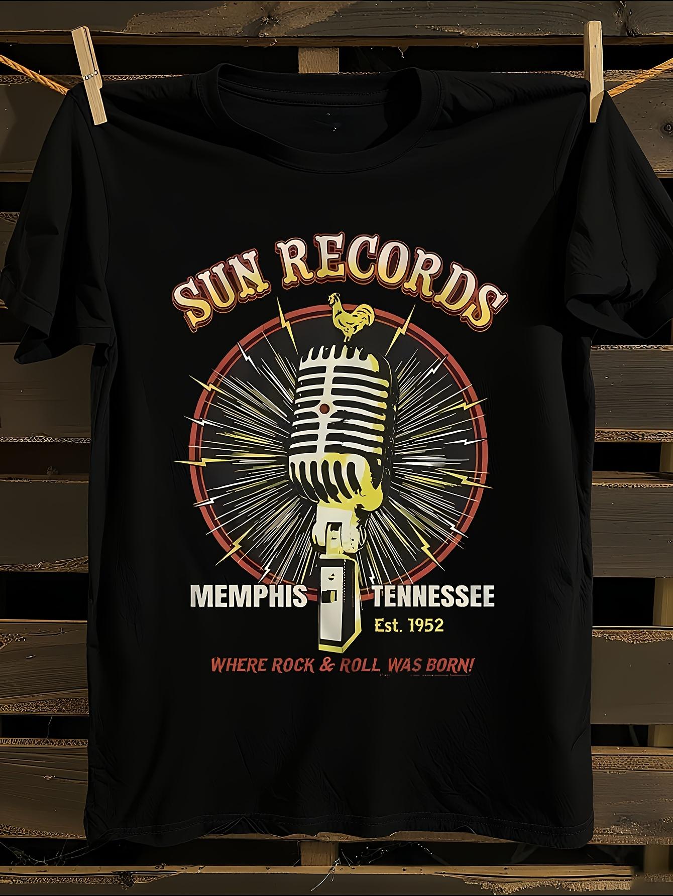 s Sun Records Logo and Microphone Burst Music T-shirt S