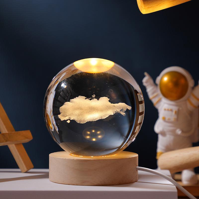 Galaxy Crystal Ball Starry Night Light: Elegant Tabletop Decoration and Perfect Gift for Birthdays or Valentine's Day.