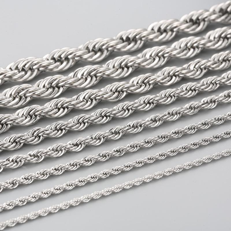 Spot Multi-Size Stainless Steel Twisted Rope Chain Necklace for Couples - Unisex Titanium Steel Design