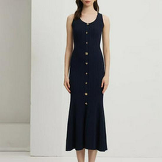 2025 Summer Korean V-neck Short-sleeve Knit Dress - Cinched Waist & Elegant Style