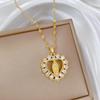 Retro Portrait Love Light Luxury Temperament Gorgeous Full Diamond Necklace Female Versatile Collarbone Chain Titanium Steel Chain