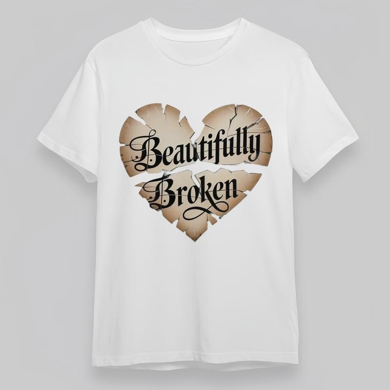 

Women s Plus Size Fashion Classic T-Shirt Beautifully Broken Heart Graphic Tee S