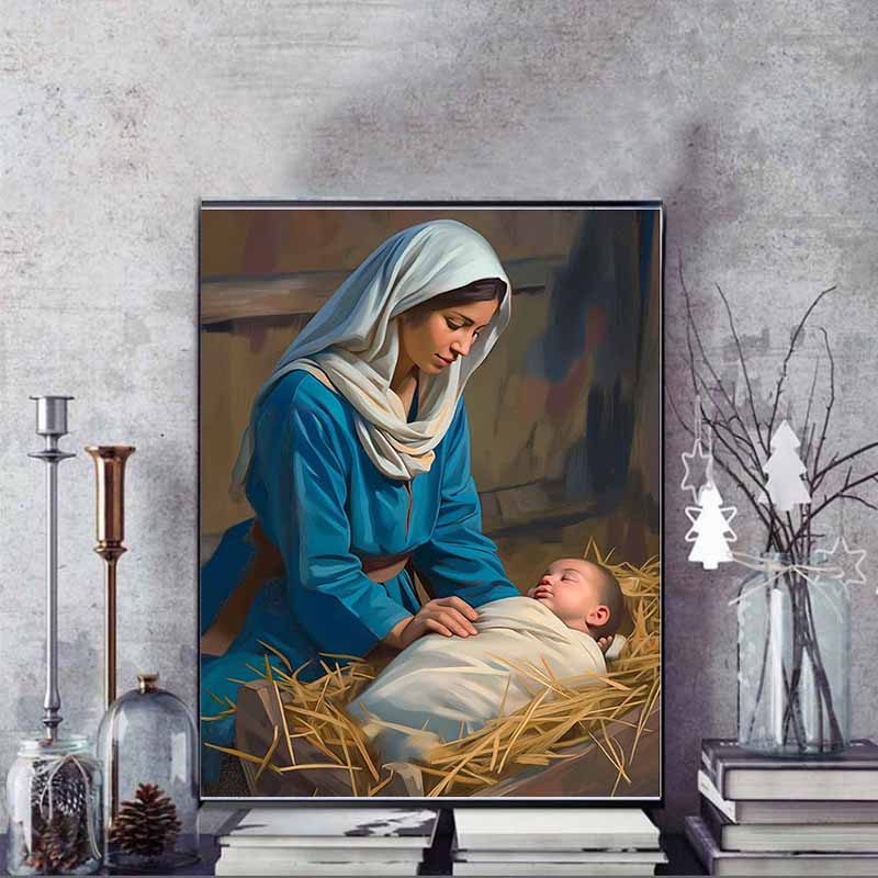 DIY Diamond Painting Oil Painting Style Cross Stitch Kit, Mosaic Art Diamond Painting Full Circle Diamond Home Decoration Mural