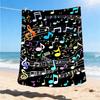 1pc Musical Notes, Colorful Symbols Print Outdoor Blanket, Lightweight Polyester,