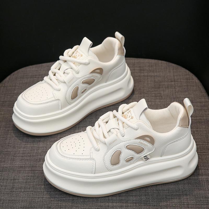 Plateau-weiße Schuhe Brot Neue Frühjahrs- und Herbst-vielseitige Nischenschuhe Plateau-Freizeit-Schwarz-Weiß-Board-Schuhe