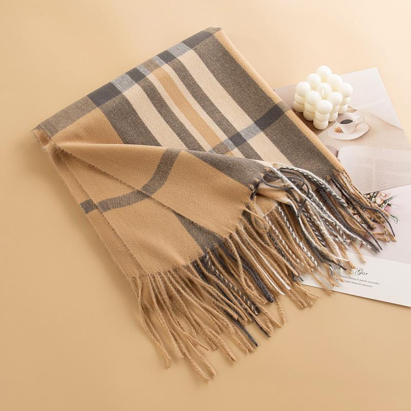 

Клетчатый шарф из имитации кашемира, простой литературный и ретро шарф, женская мода, элегантная шаль, теплый и холодный шарф