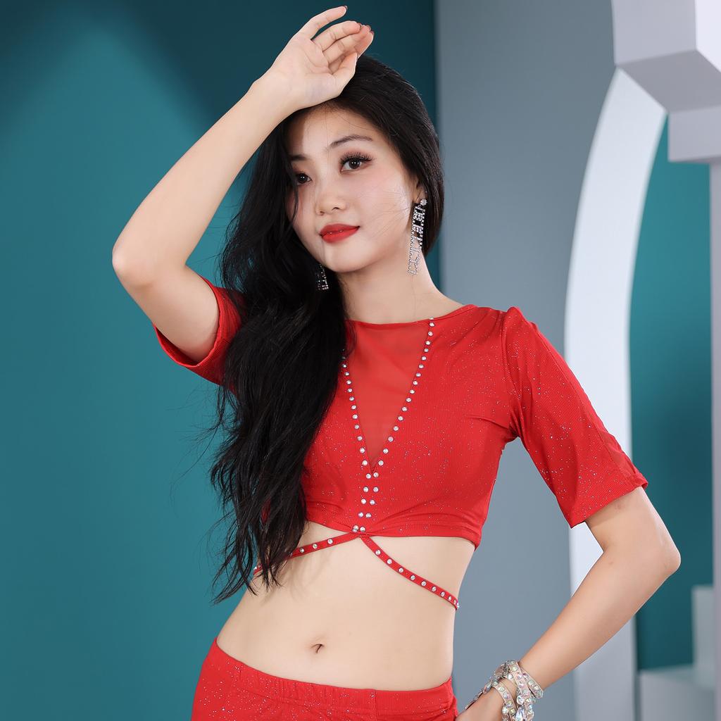 Belly Dance Summer Practice Outfit Fish Tail Skirt Set Water Gauze Eastern Dance Performance Outfit Group Outfit