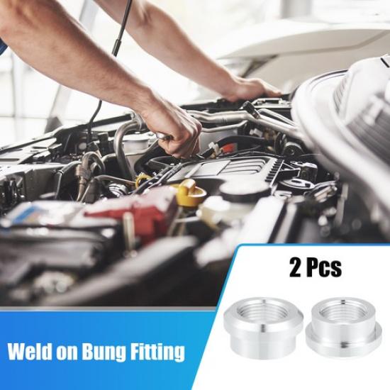 2pcs 34  NPT Female Weld on Bung Fitting for Car Aluminum Alloy Silver Tone