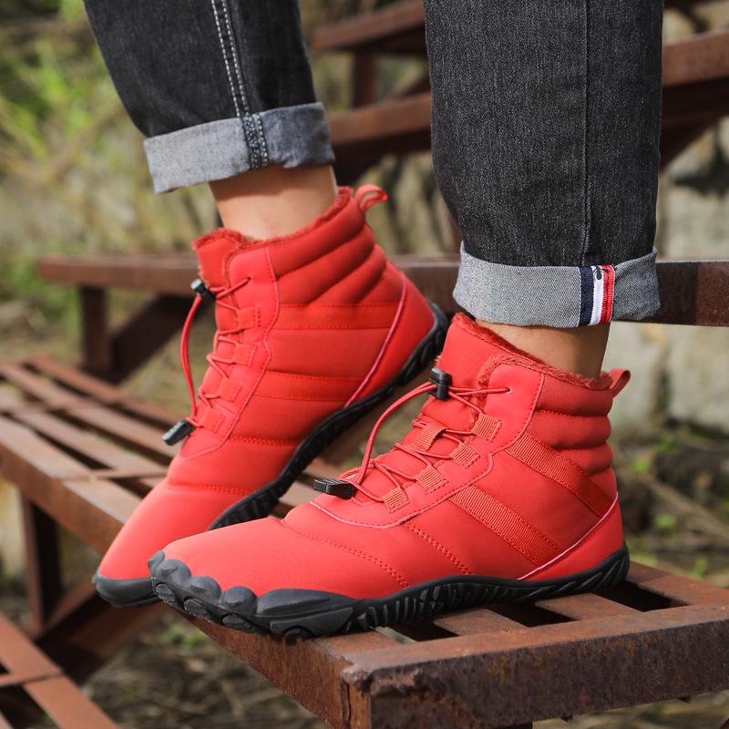 Men's and Women's Winter Non-slip Waterproof Snow Boots with Thick Sole and Plus Velvet Lining