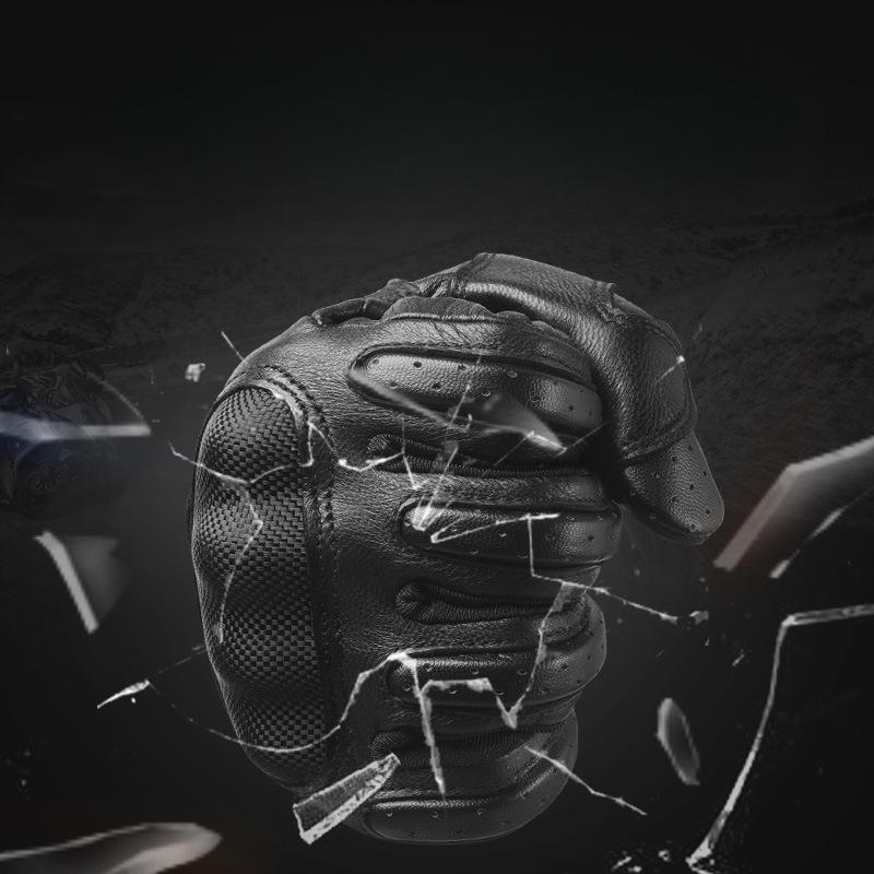 Korean Motorcycle Gloves Genuine Leather Touch Screen Non Slip Summer Breathable Protection Full Finger Sheepskin Motorcycle Riding Gloves