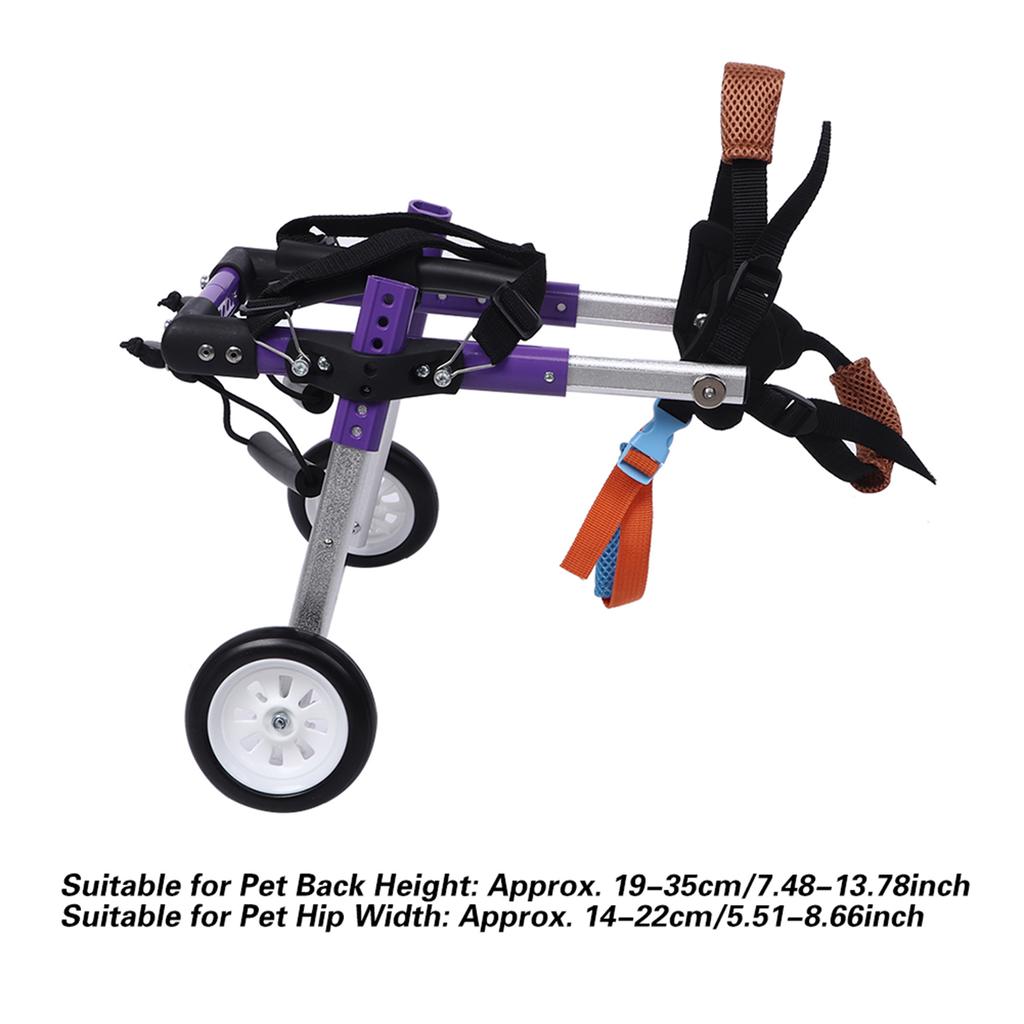 Aluminium Alloy Purple Double Wheel Pet Wheelchair Disabled Dog Assisted Walk Car Hind Leg