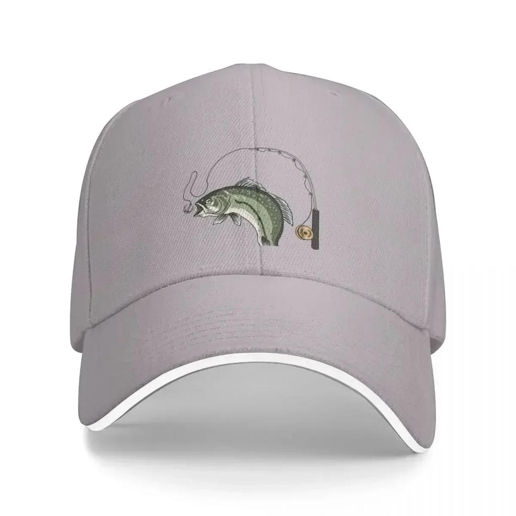 Fish with Rod and Reel Gone FishingCap Baseball Cap streetwear Rugby Unisex cap Womens