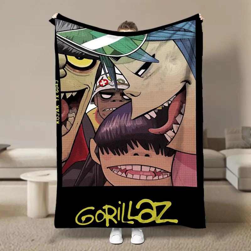 Wirtualny Zespół Rockowy Anime G-Gorillaz Miękkie Kocyki, Koc Grzewczy Komfortowy Koc na Piknik Łóżka Kanapę Domowy Sypialnia