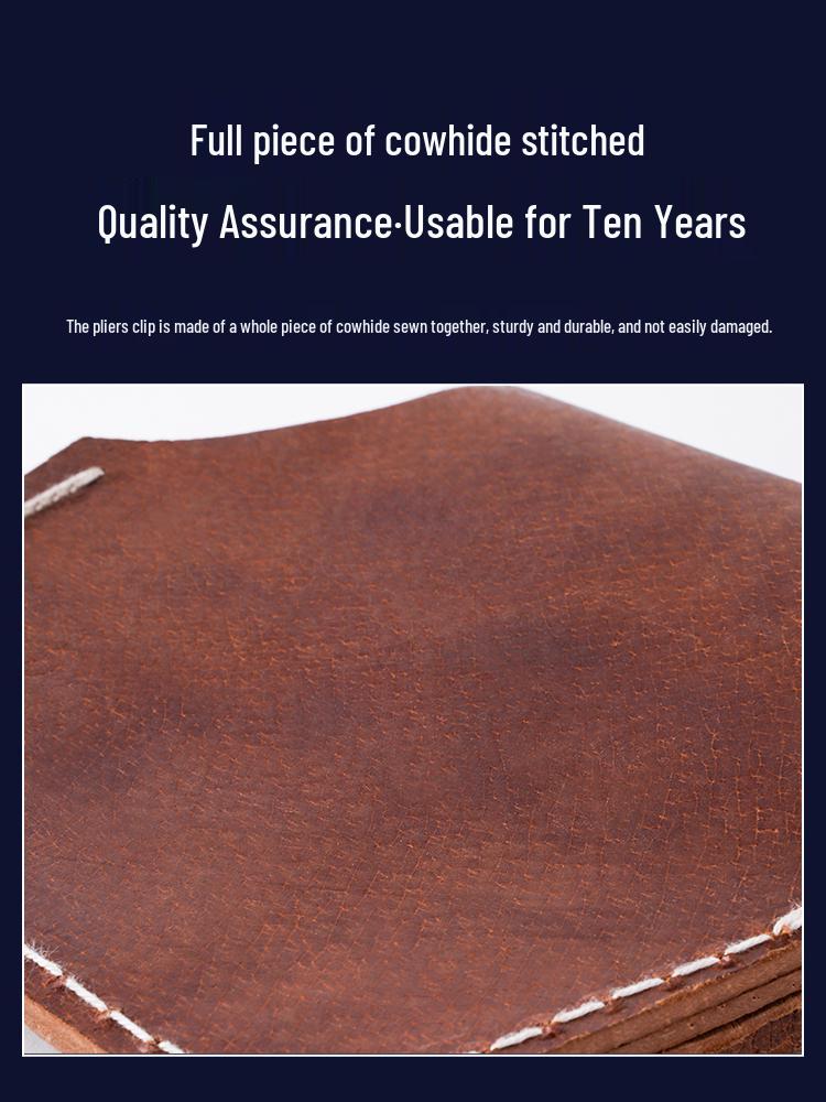 Herren Multifunktionaler Werkzeuggürtel aus Rindsleder mit Zangenfach und 5 Fächern