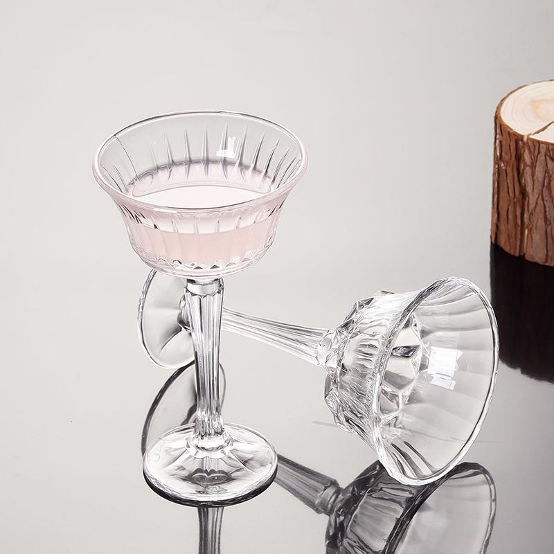 Retro Diamond Pattern Tall Glass for Desserts, Champagne, and Cocktails