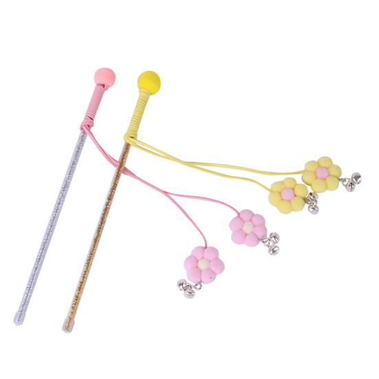Cat Interactive Toy Comfortable Handle Soft Bell Delicate Tear-resistant Relieve Stress Vivid Color Flower Fairy Funny Cat Stick for Kitty