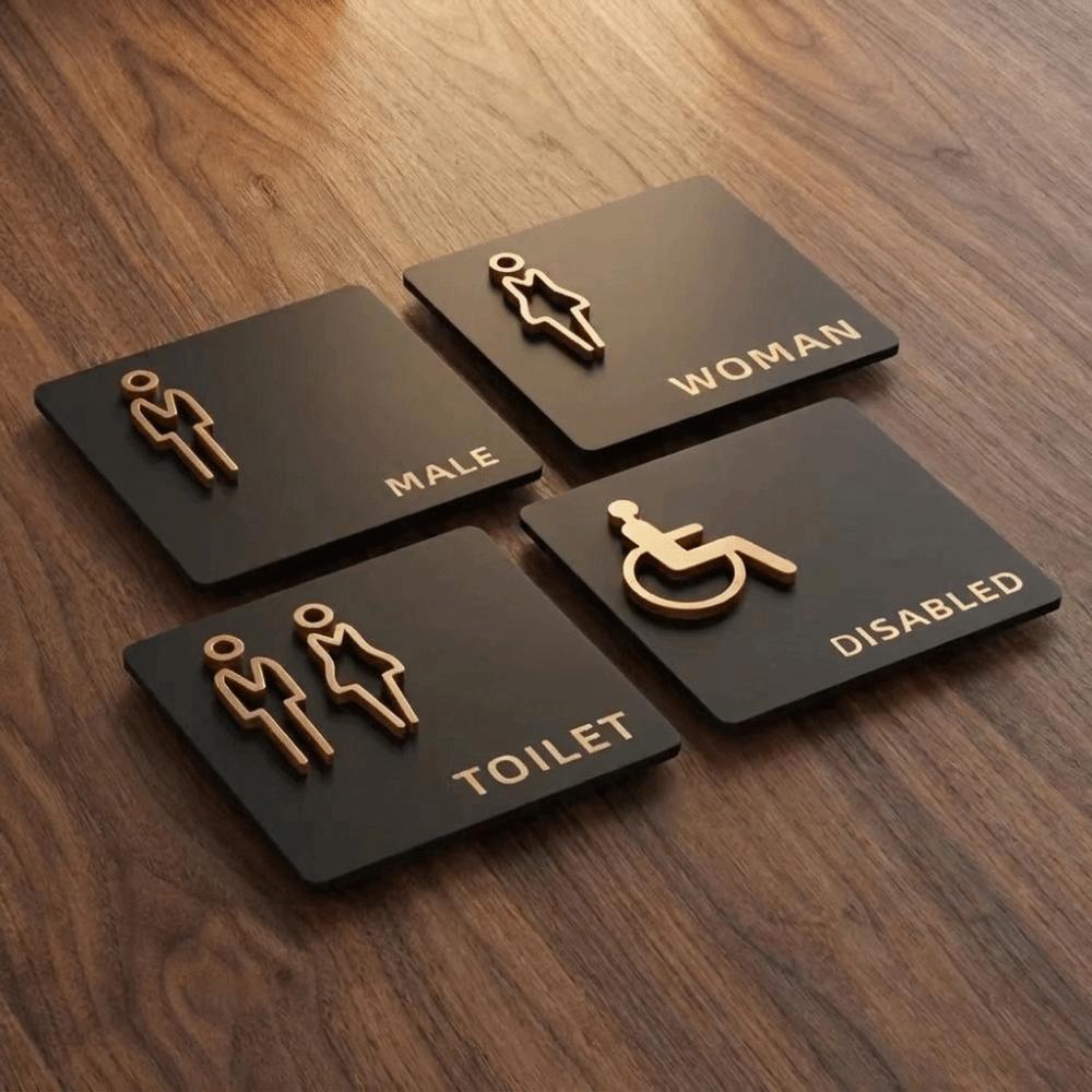 15*15CM Bathroom Indicator Sign Hanging Style Door Number Sign New Restroom Sign Public Toilet