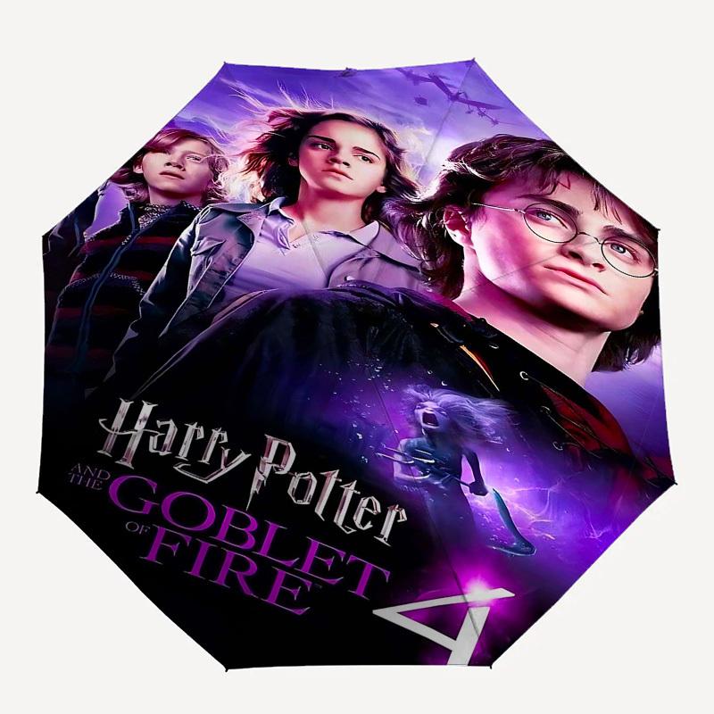 

1pc Harry Potter and the Goblet of Fire Automatic Folding Umbrella - Compact 8-Rib Design, Durable Plastic & Iron1213L