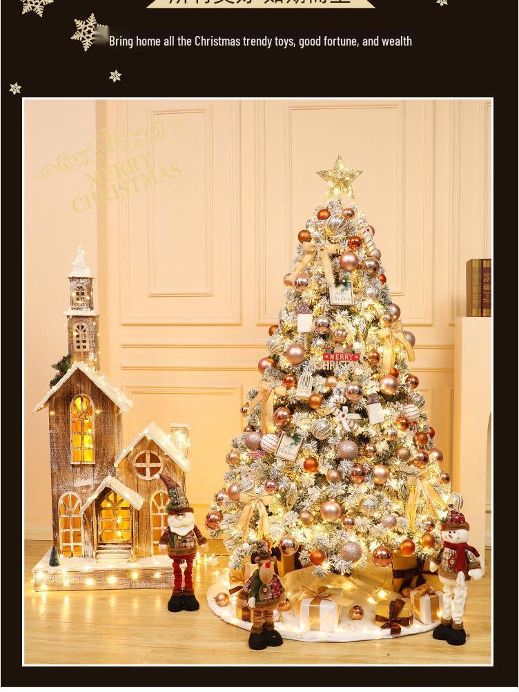 Skandinaviško stiliaus aukštos klasės balto sniego Kalėdų eglutės dekoracijų rinkinys (1.5/1.8/2.1m)