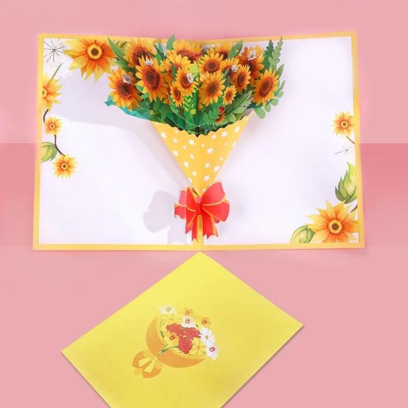 3D Pop-Up Cards Flowers Birthday Card Anniversary Gifts Postcard Maple Cherry Tree Wedding Invitations Congratulation Card Gift