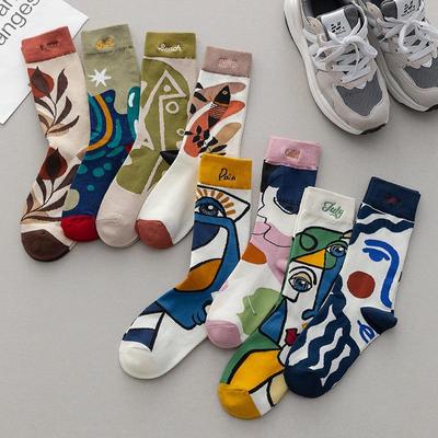 Personality Tide Socks Fashion Ins Trend Graffiti Sports Couple Socks In the Tube Letter Embroidery Cotton Socks