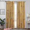 2pcs, Curtain Popular 2D plane printing Bohemian Bamboo Print Blackout Polyester (without rod) Stuff Clearance Perfect for