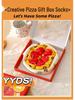 Damen Pizza Socken Geschenkbox - Schweißabsorbierend, geruchsresistent, reine Baumwolle, mittelhoch für Halloween, Weihnachten & mehr